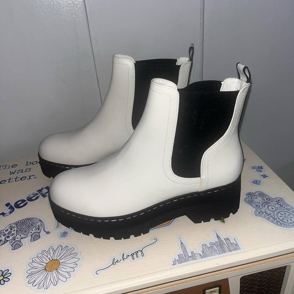 MIA Two-Tone Black and White Ankle Boots